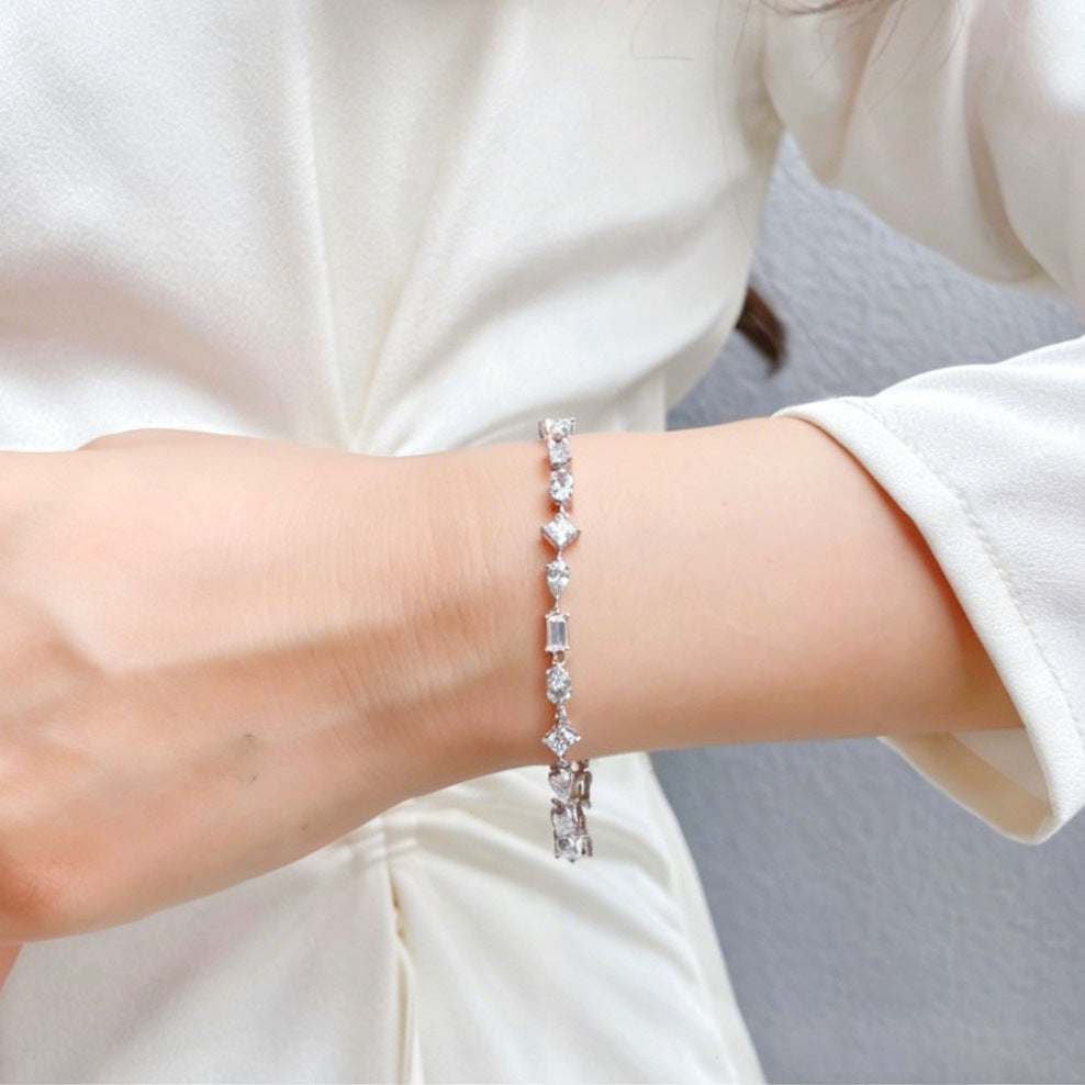 Minimalist Mixed-Cut Diamond Tennis Bracelet