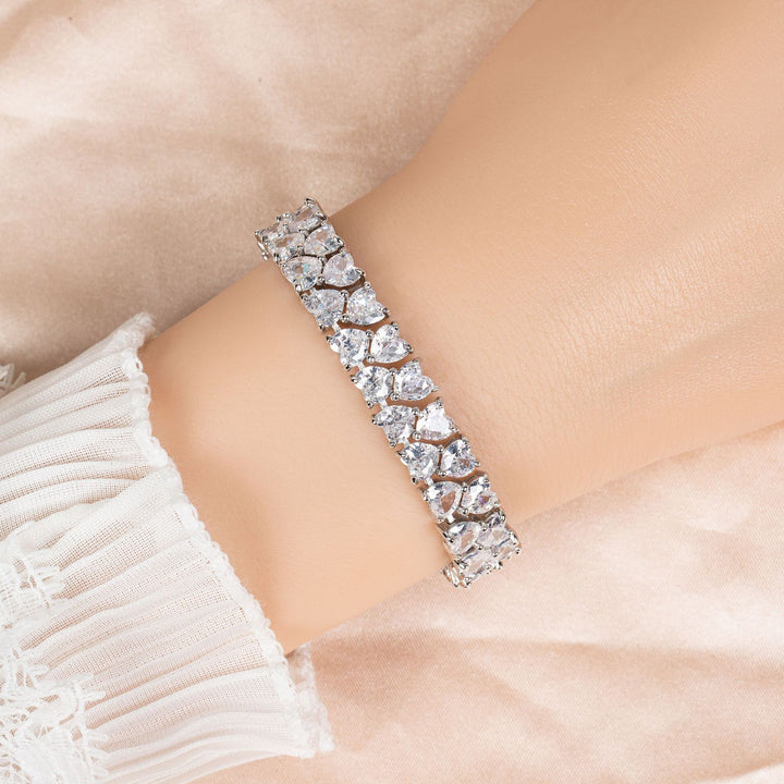 Heart-Shaped Diamond Tennis Bracelet