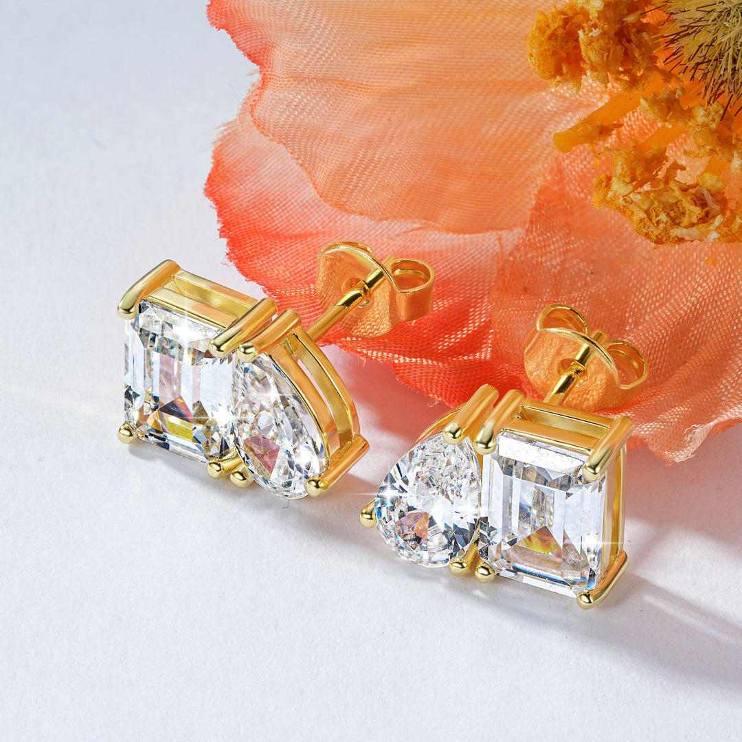 Minimalist Toi et Moi Diamond Stud Earrings S925 Silver