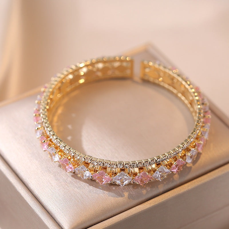 Luxury Pink Crystal Diamond Bracelet