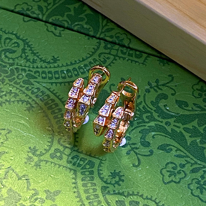 Luxury Gold Snake Bone Hoop Earrings Non-Fade Titanium Steel Ear Cuffs Unisex Jewelry