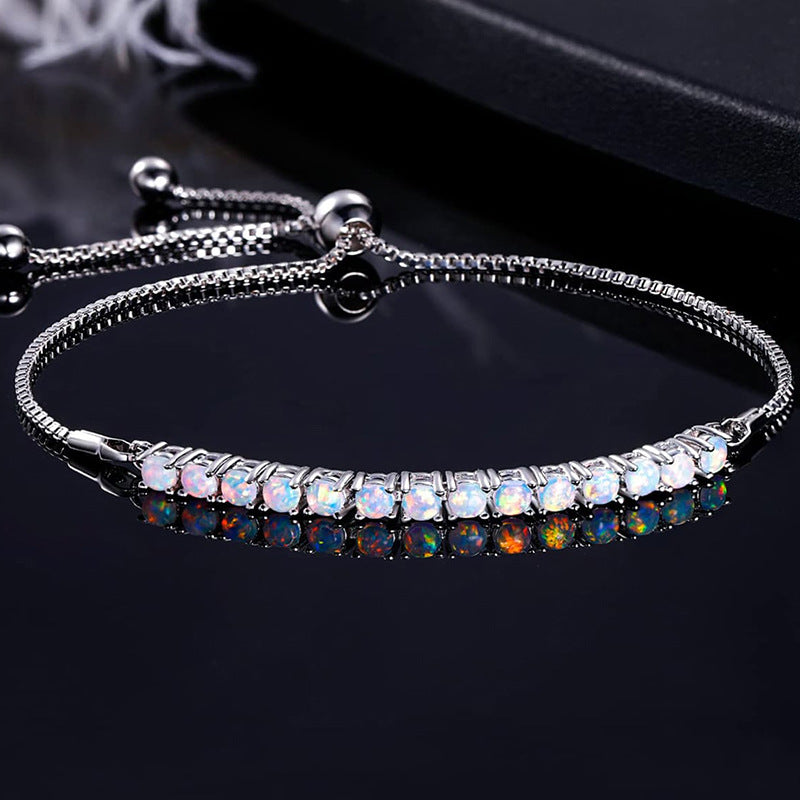 Adjustable Opal Diamond Bracelet Women Elegant Luxury Jewelry
