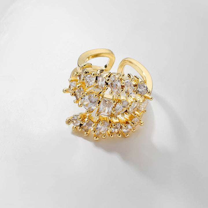 Minimalist Multi-Cut Diamond Open Ring 14K Gold