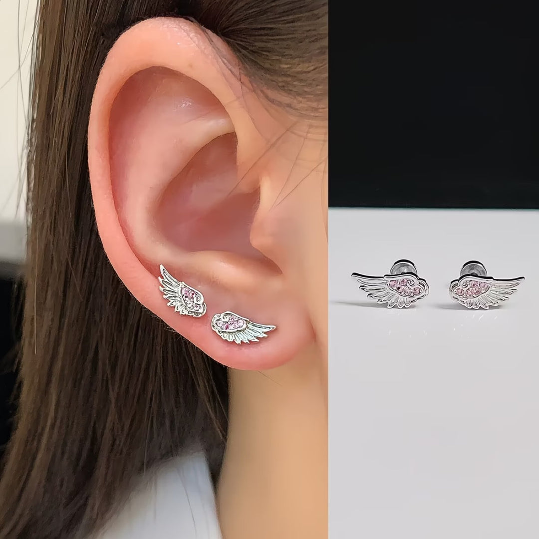 Wing Stud Earrings with Sterling Silver Post
