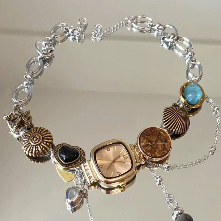 Minimalist Vintage Watch Pendant Choker Necklace