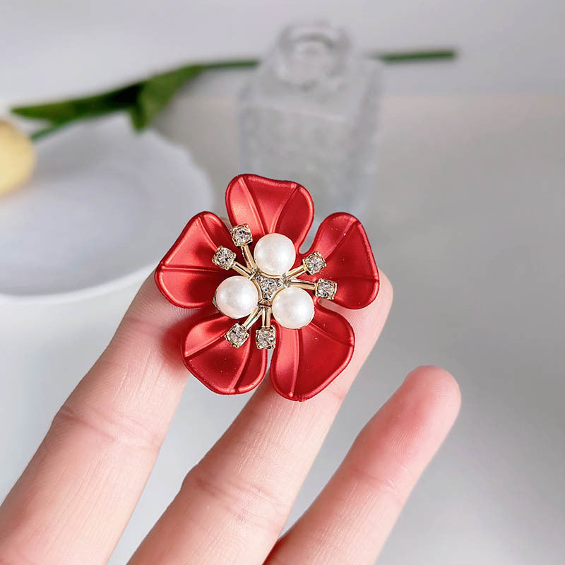 Pearl Diamond Flower Cufflinks Elegant Shirt Cuff Decorative Buttons
