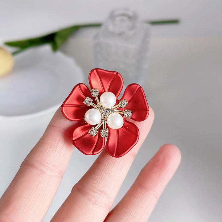 Pearl Diamond Flower Cufflinks Elegant Shirt Cuff Decorative Buttons