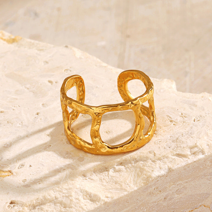 Hammered Hollow Open Ring