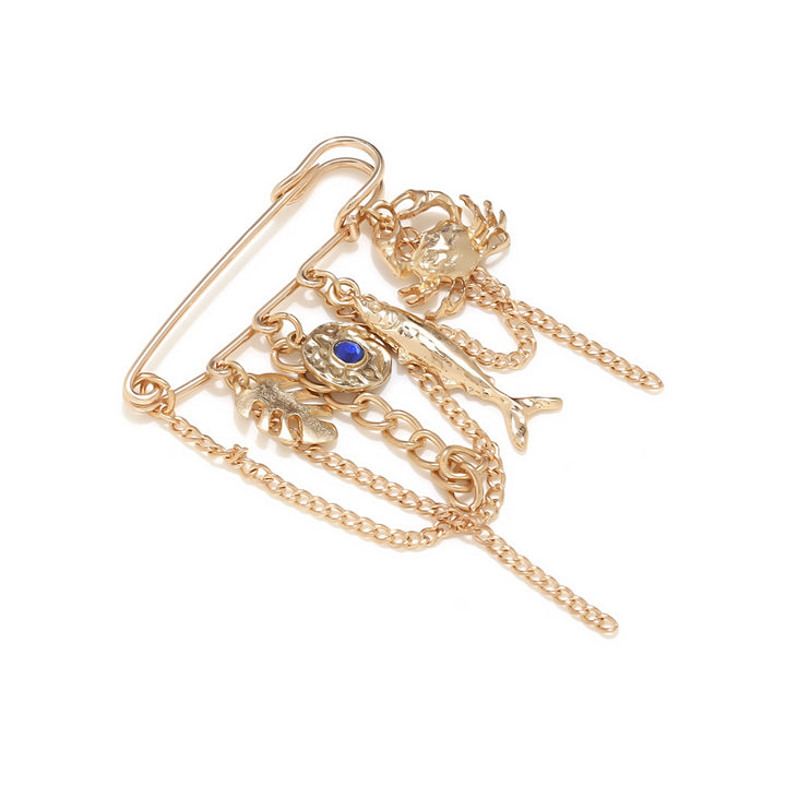 DIY Ocean Marine Life Safety Pin Brooch Kit Gold Tone Nautical Charm Jewelry Set