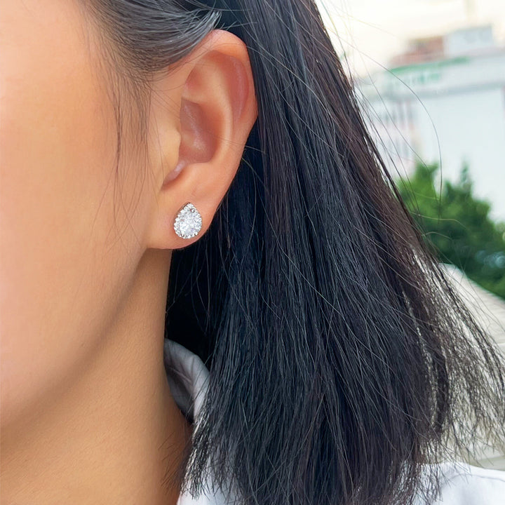 Teardrop Diamond Stud Earrings