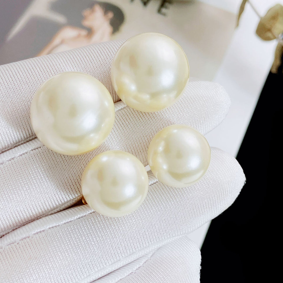 Classic Round Pearl Stud Earrings S925 Silver Post