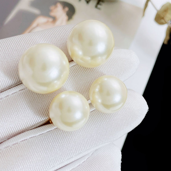 Classic Round Pearl Stud Earrings S925 Silver Post