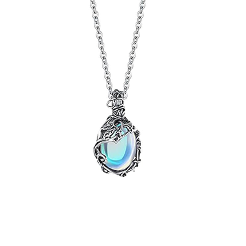 Vintage Thorn & Aurora Opal Necklace Antique Silver Gothic Witchy Choker