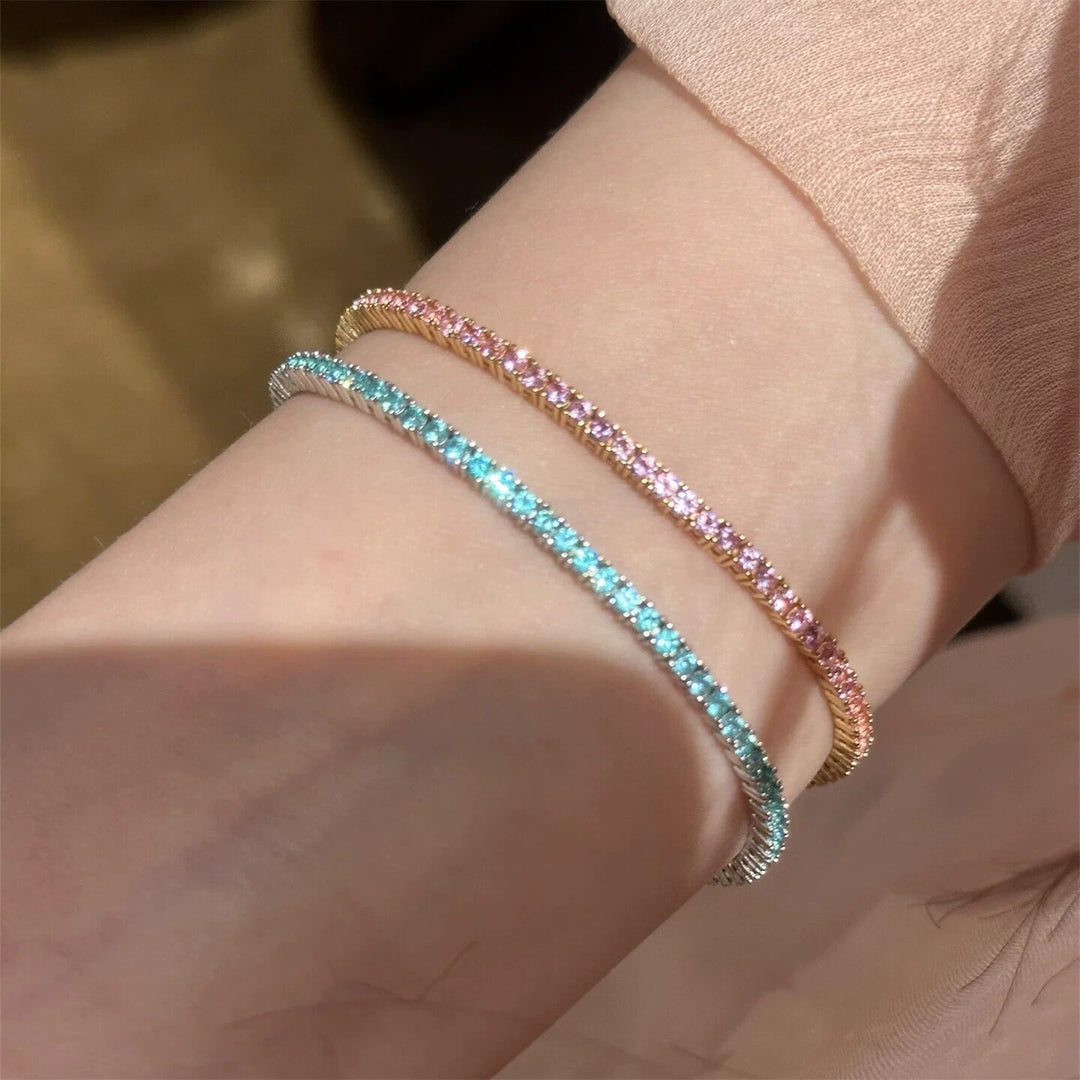 Sterling Silver Flexible Full Pave Diamond Stretch Bracelet