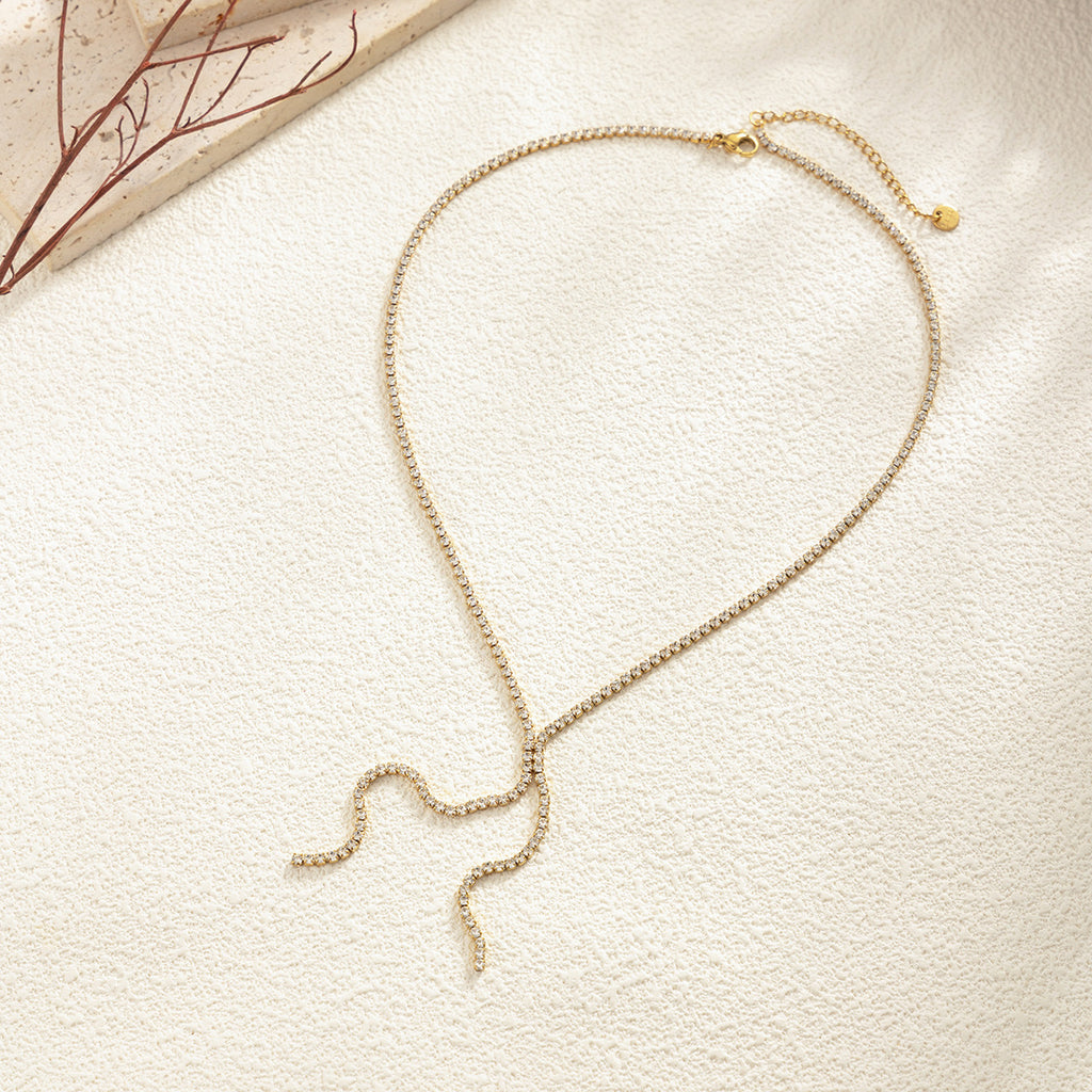 Sparkling Rhinestone Y-Shaped Layered Necklace