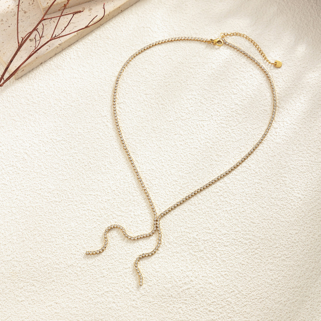 Sparkling Rhinestone Y-Shaped Layered Necklace