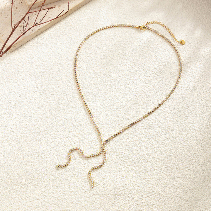 Sparkling Rhinestone Y-Shaped Layered Necklace