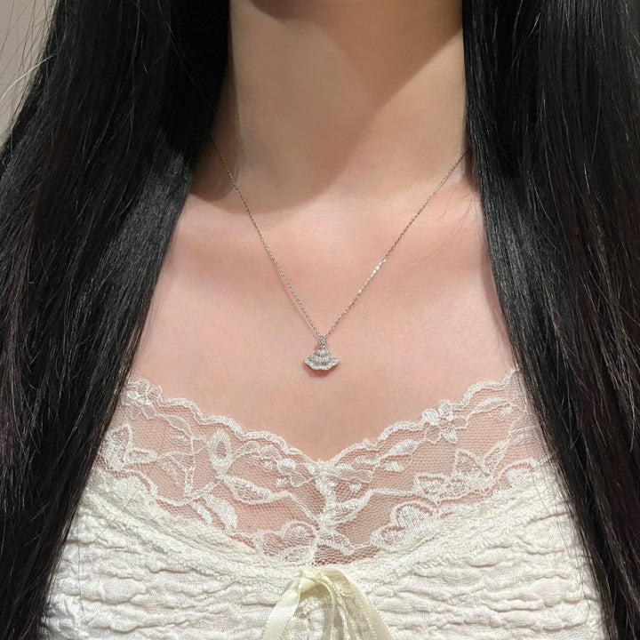 Elegant Ginkgo Leaf Diamond Necklace with 925 Sterling Silver