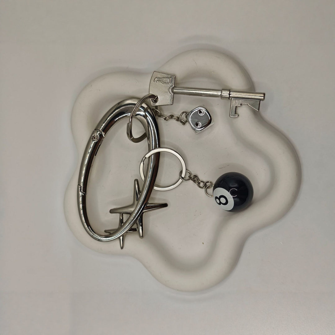 Star Dice 8 Ball Carabiner Keychain Multi Charm Key Holder