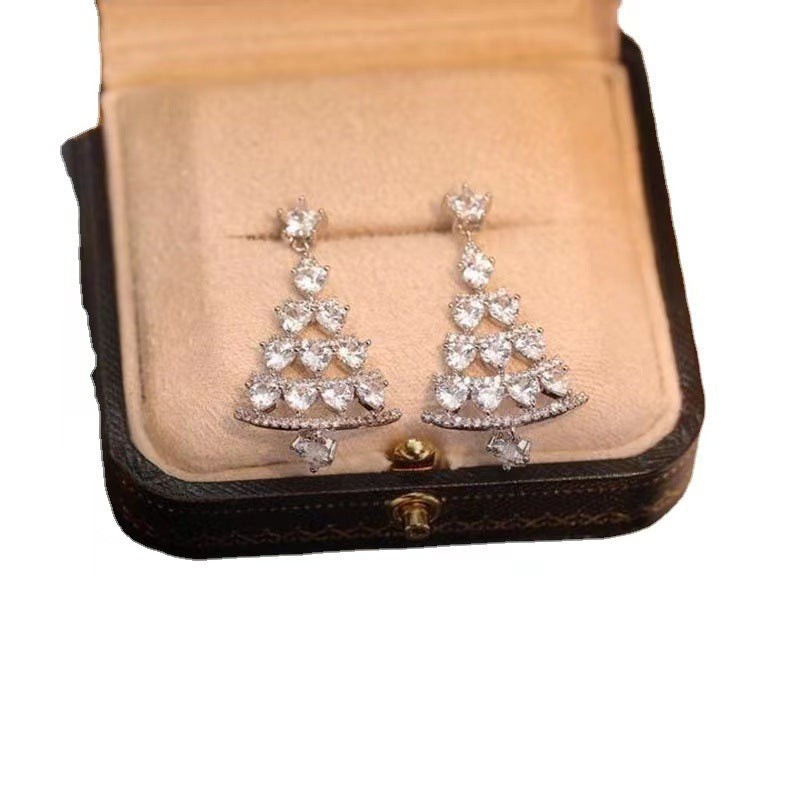 Starlight Christmas Tree Diamond Earrings