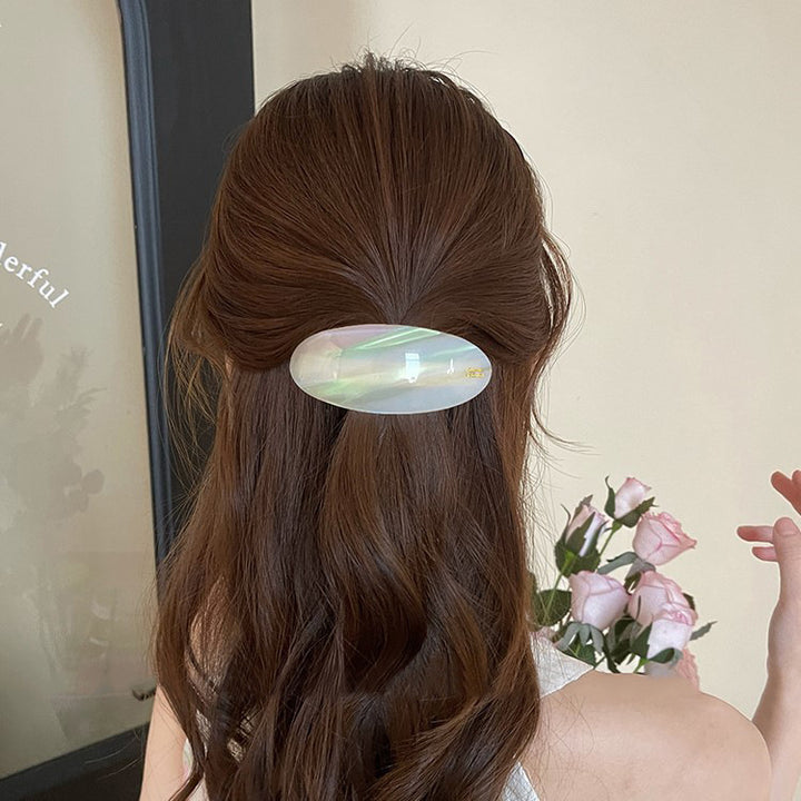 Oval Acetate Hair Clip French Style Glossy Hair Barrette