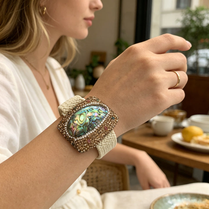 Natural Abalone Shell Crystal Bracelet for Women