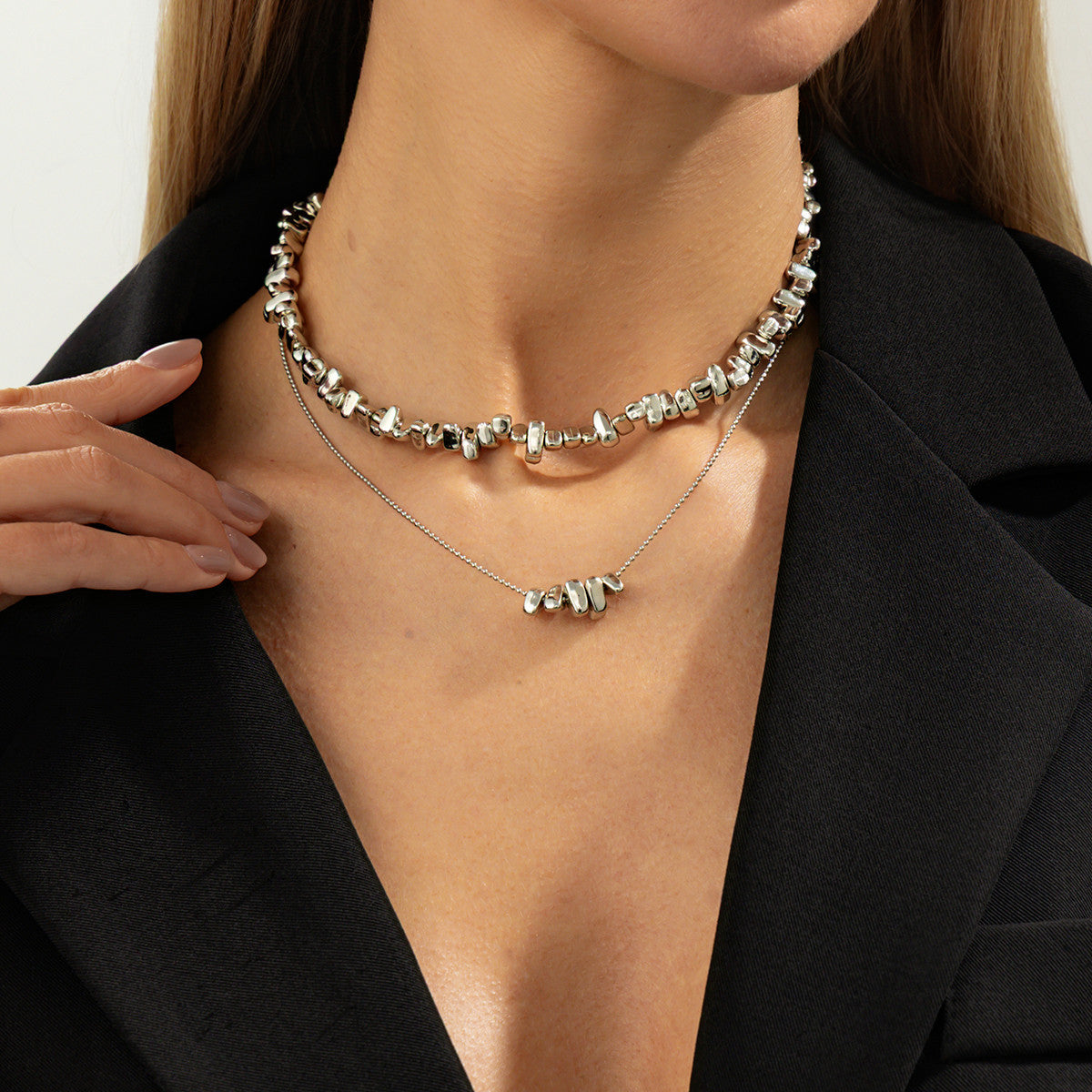 Sun Layered Necklace Titanium Steel Gold Statement Jewelry