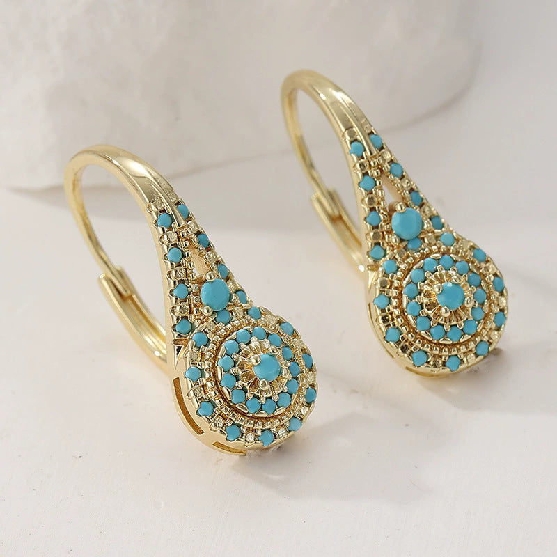 Vintage Teardrop Diamond Hoop Earrings