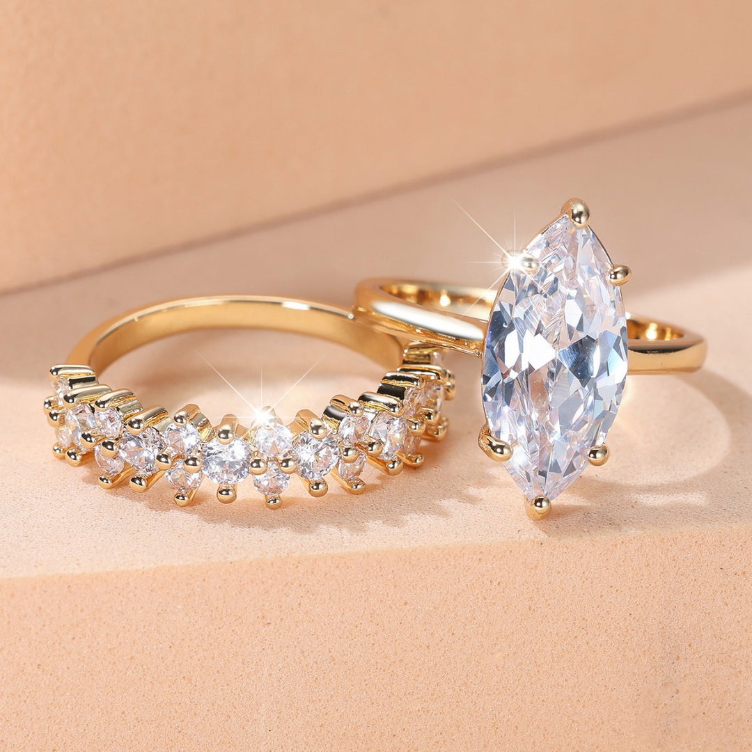Pear Cut Diamond Bridal Ring Set Silver Engagement & Wedding Band