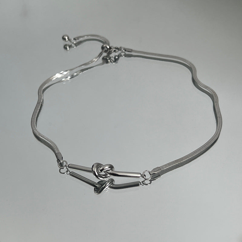 Minimalist Metal Knot Choker Necklace
