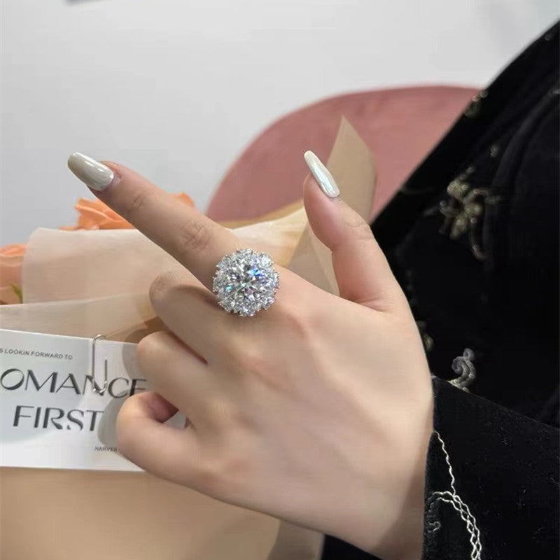 Round Brilliant Cut Diamond Sunburst Ring