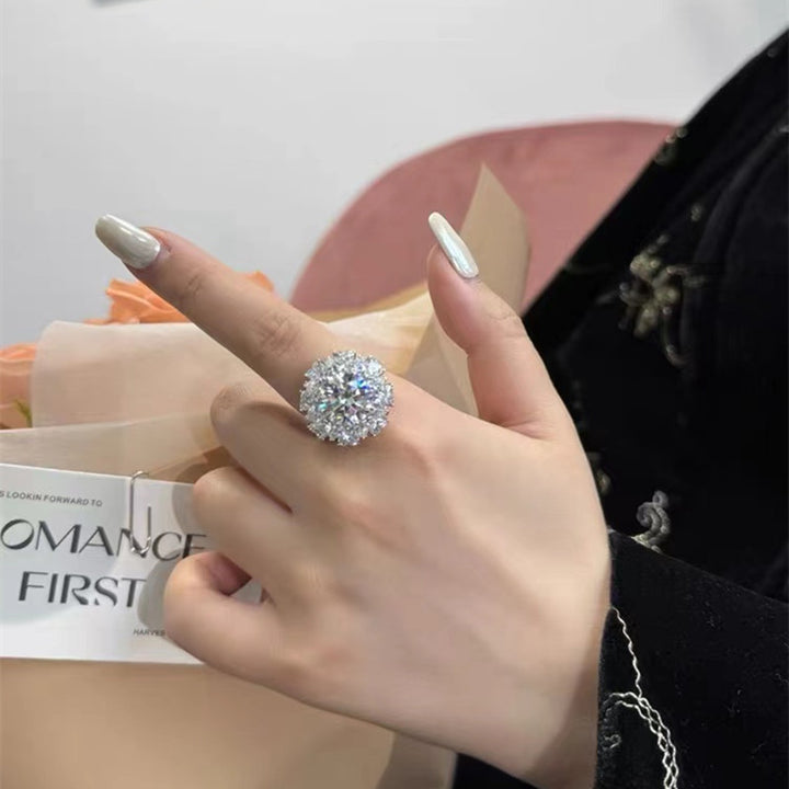 Round Brilliant Cut Diamond Sunburst Ring