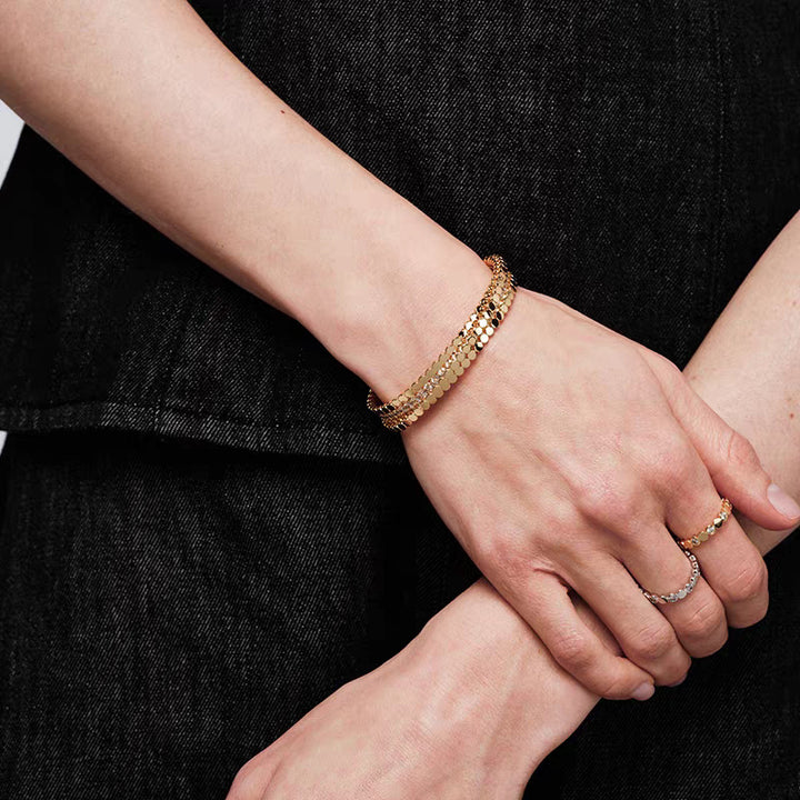 Minimalist Beaded Open Bangle Bracelet Rhinestone Luxury Chain Cuff Fashion Jewelry