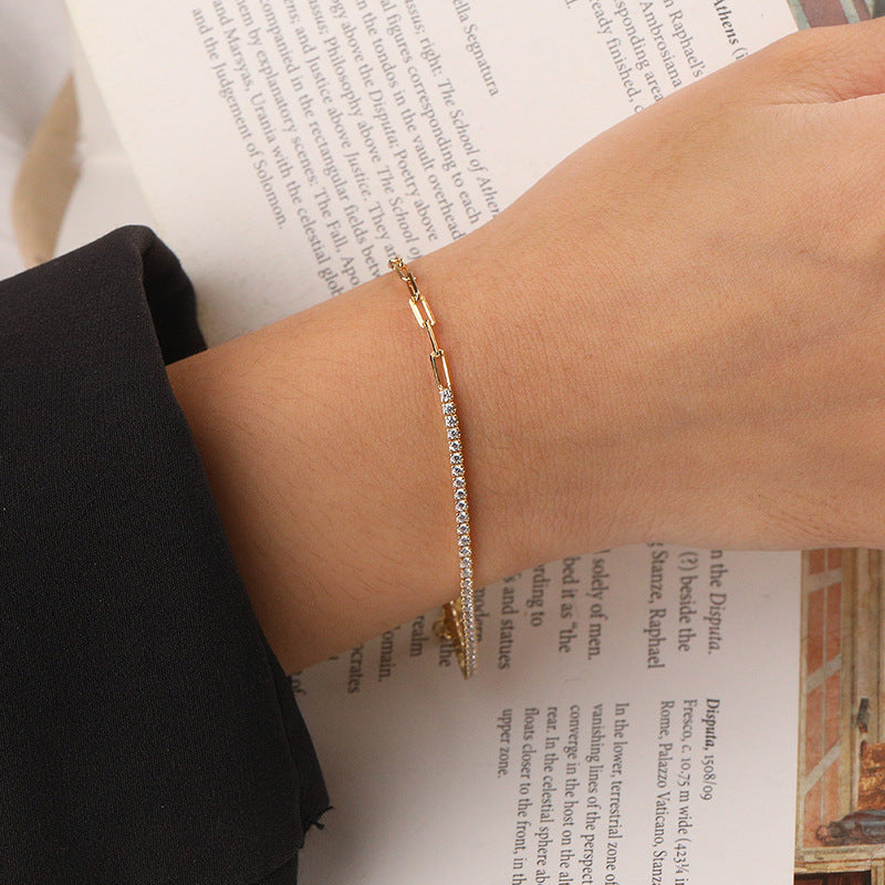 Two-Tone Cubic Diamond Chain Bracelet