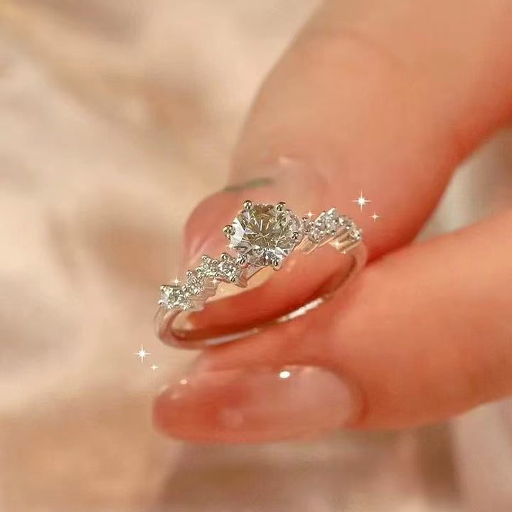 Starry Trails Couple Ring Set | Adjustable Moissanite Engagement & Wedding Rings