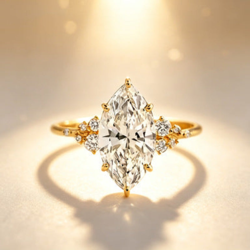 Marquise Cut Diamond Cluster Engagement Ring
