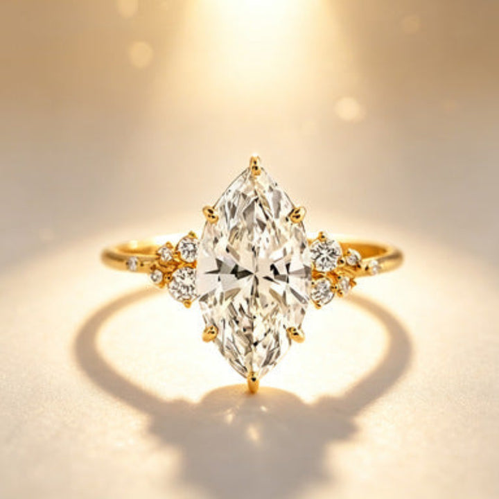 Marquise Cut Diamond Cluster Engagement Ring