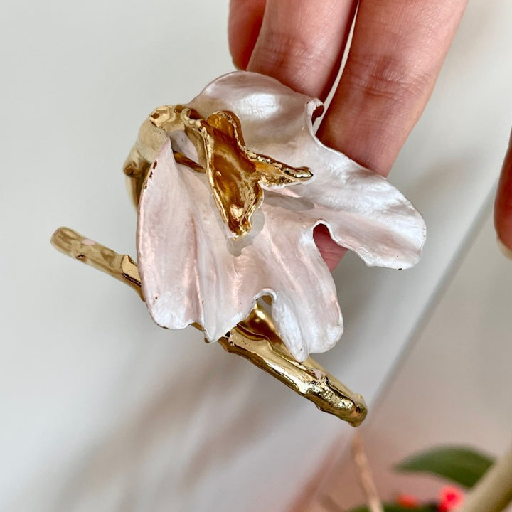 Floral Gold Open Cuff Bracelet