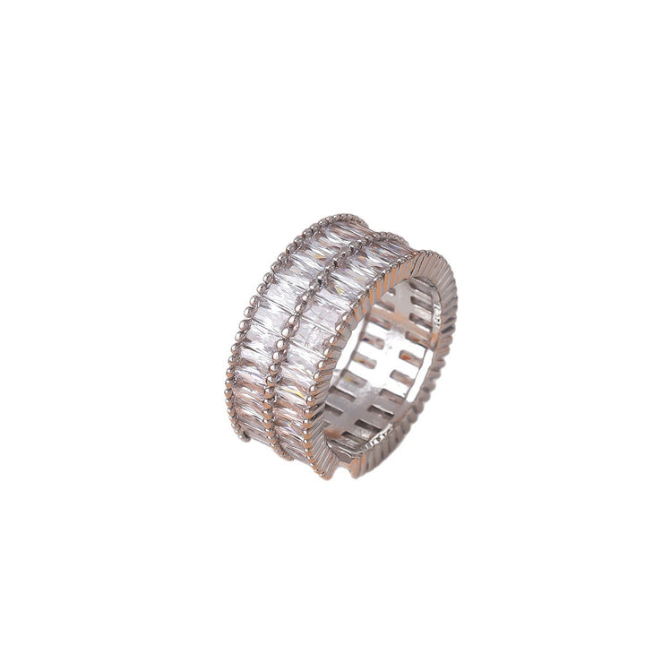 Double Row Baguette Diamond Open Statement Ring