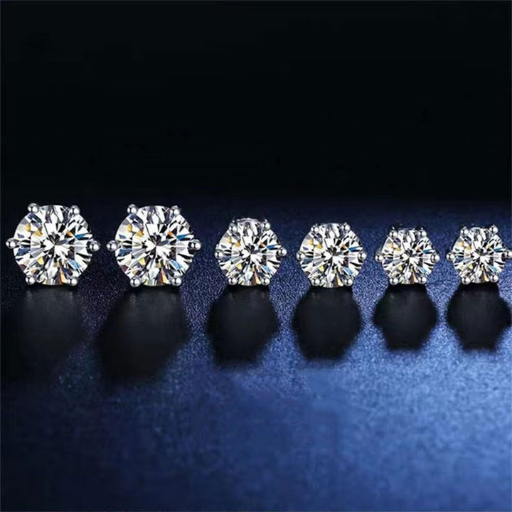 Minimalist Round-Cut Diamond Stud Earrings S925 Sterling Silver