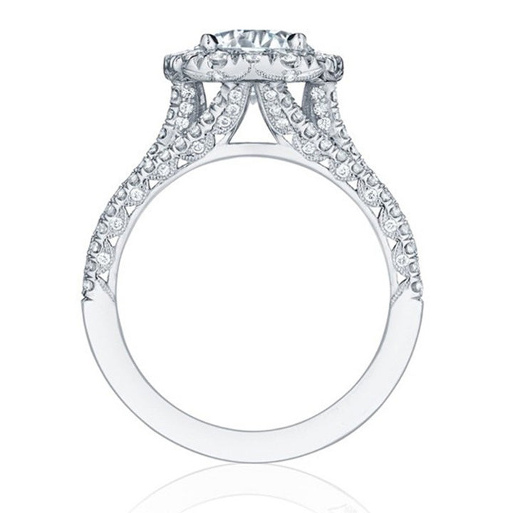 Three-Row Halo Engagement Ring Cushion Cut Gemstone Promise Ring for Women