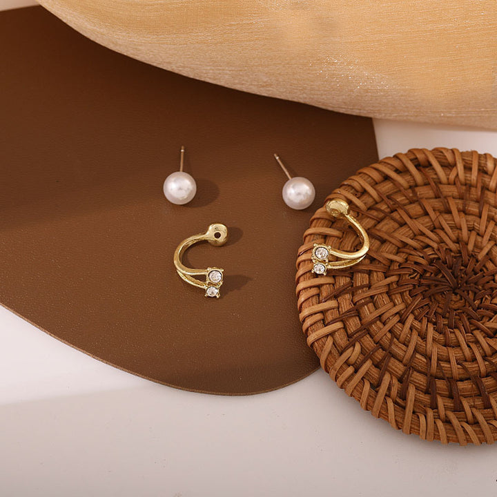 Two-Way Pearl & Crystal Stud Earrings Sterling Silver Post