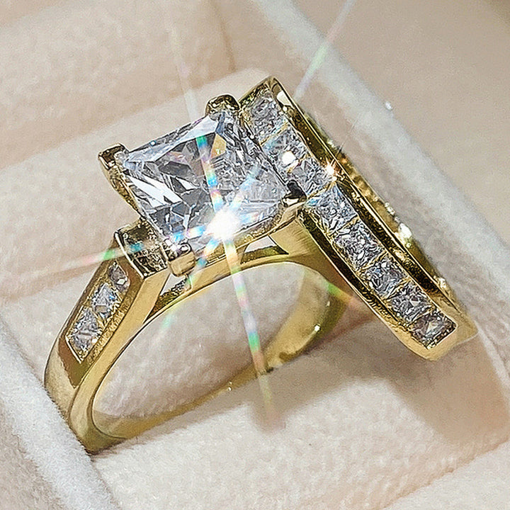 S925 Sterling Silver Princess Cut Diamond Two Piece Bridal Ring Set For Women