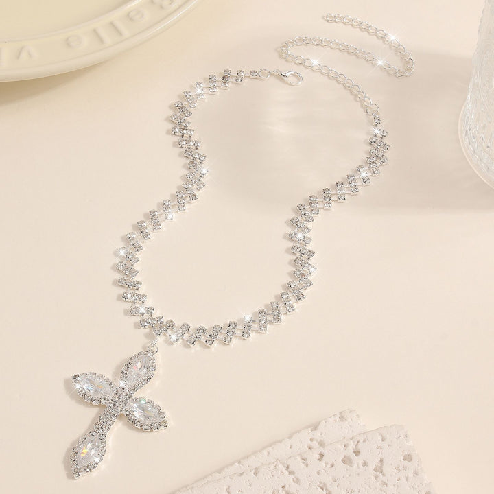 Crystal Cross Pendant Choker Necklace Tennis Chain Religious Jewelry for Women