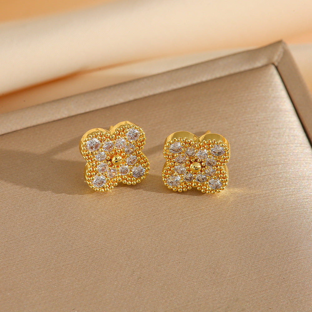 Clover Diamond Jewelry Set with 925 Sterling Silver