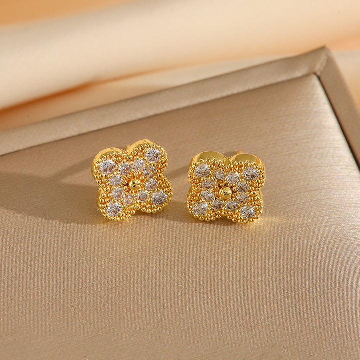 Clover Diamond Jewelry Set with 925 Sterling Silver