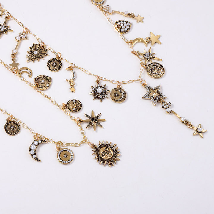 Minimalist Celestial Multi-Layer Charm Necklace