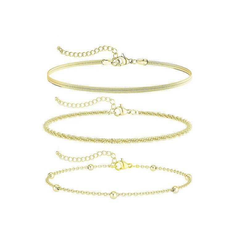 3-Piece Layered Anklet Set