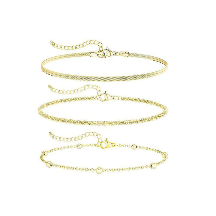 3-Piece Layered Anklet Set