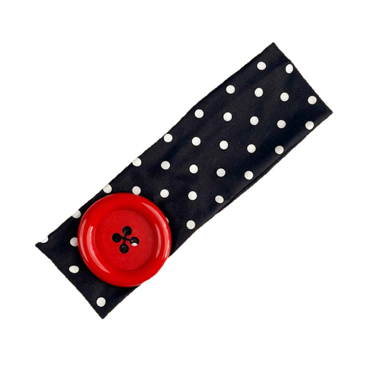 Vintage Polka Dot Button Headband Retro Cute Elastic Hair Accessory for Women & Girls